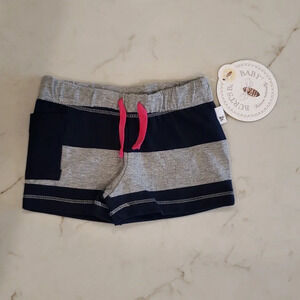 Burt's Bees Shorts Grey and Navy Stripe Baby Girl size 3-6M